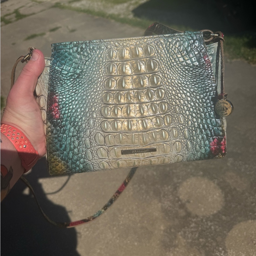 Brahmin Hillary Komodo ombré Melbourne Crossbody Bag with Crocodile Texture